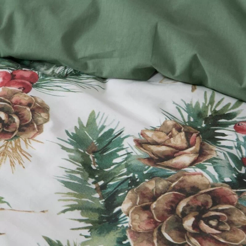 Pościel świąteczna stroiki Pino Eurofirany biały/zielony
