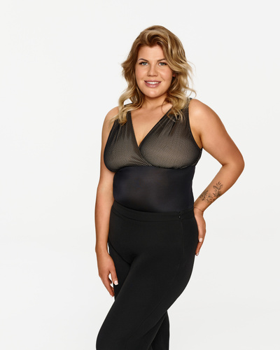 Lupoline 258 – eleganckie body damskie z siatką i efektownym dekoltem