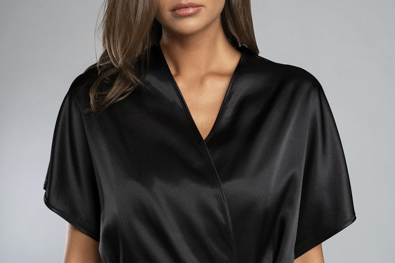 Szlafrok krótki rękaw Dotyk Italian Fashion - czarny