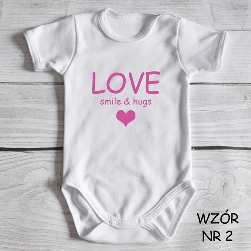 Body krótki rękaw "Love smile & hugs " Moocha czarno-różowy 