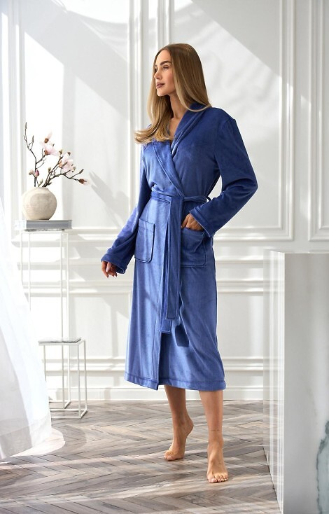 L&L Aura 2510 navy – długi szlafrok damski| Komfort i kobiecy styl