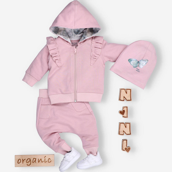 Spodnie dresowe z bawełny organicznej Butterflies Nini różowy
