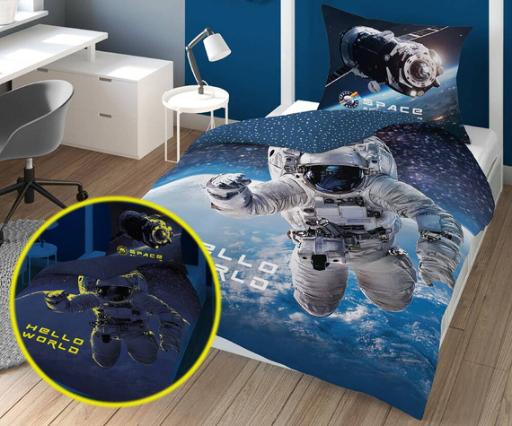 Pościel bawełniana świecąca w ciemności kosmonauta 4025 A Fluo 133 Detexpol