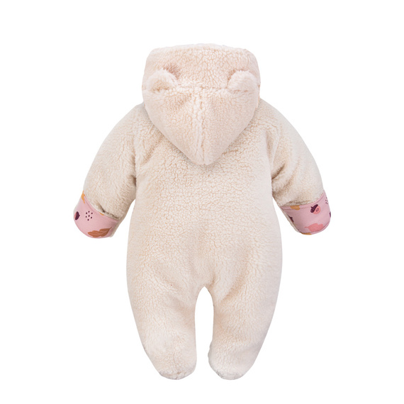 Ecru kombinezon baranek Eevi Fluffy Tails – z kapturem i zamkiem