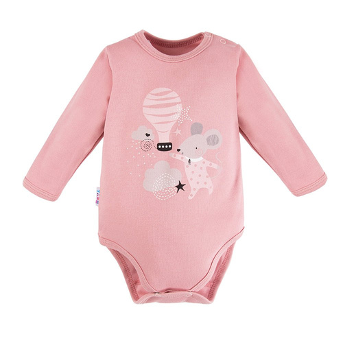 Body z długim rękawem Mellow Ewa Klucze - róż