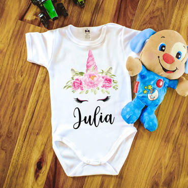 Body krótki rękaw "JEDNOROŻEC z imieniem" Moocha biały