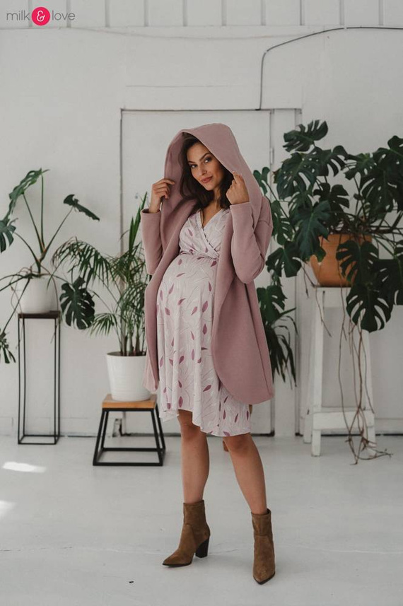 Sukienka do karmienia ciążowa Two Ways MIDI Milk&Love miętowa granatowa w listki