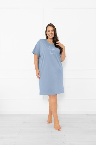 Koszula nocna Ksara – minimalizm i komfort w bawełnianym wydaniu Italian Fashion - stalowy