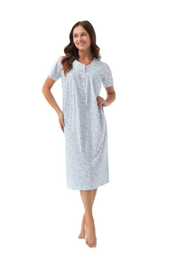 Koszula Nocna z długim rękawem 082 Luna -niebieski