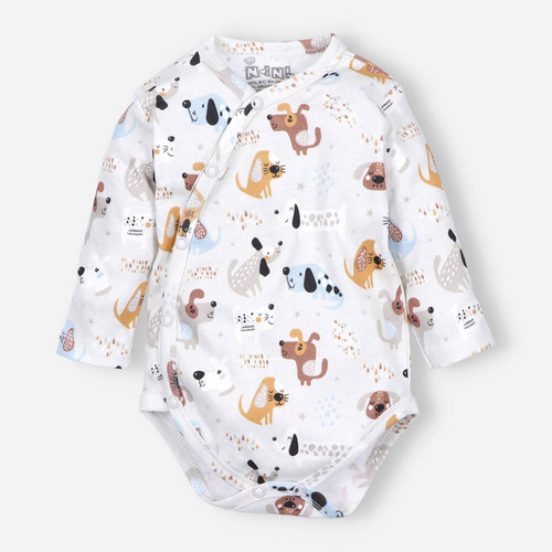 Komplet niemowlęcy z bawełny organicznej Psiaki Nini beżowy 