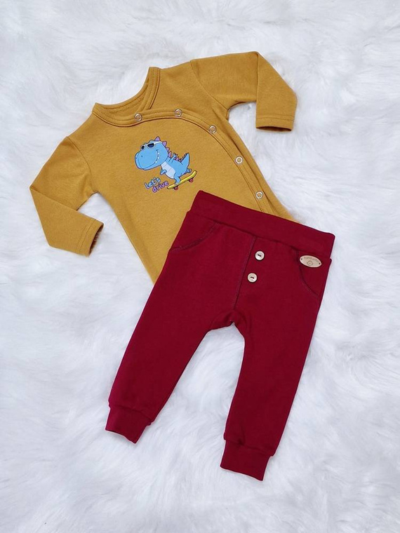 Body z długim rękawem kopertowe Let's Drive Bambarillo musztardowy