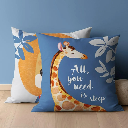 Poszewka bawełniana PSBA 23A Mayamoo 26 Żyrafa Lew Detexpol niebieski