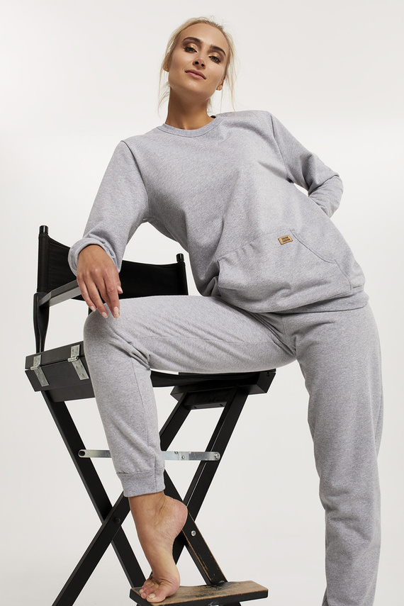 Komplet Damski dł. rękaw, dł. spodnie Fox Italian Fashion czarny - melanż