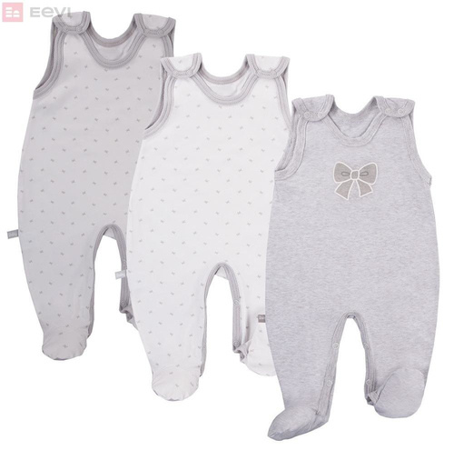 Śpioch bawełniany "TINY" Ewa Klucze- szary kokardki