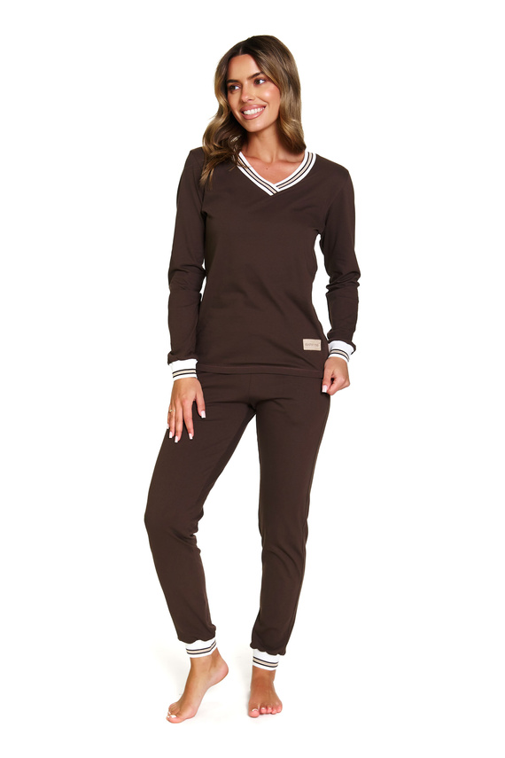 Wygodna bawełniana piżama damska ze ściągaczami – klasyczny fason | Doctor Nap 4504