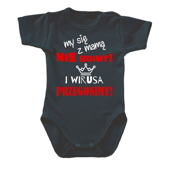 "My się z mamą nie boimy" body krótki rękaw Moocha biały