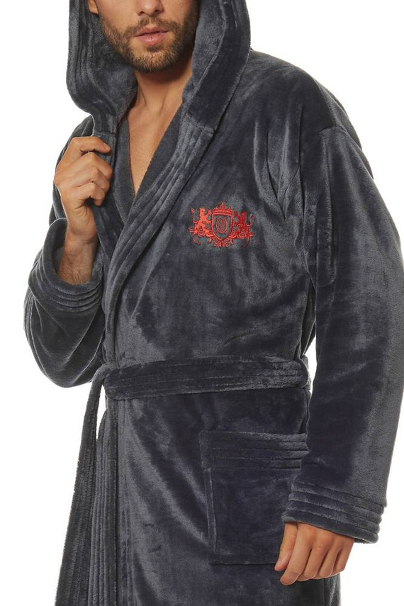 Szlafrok Męski 2110 Costa L&L- grafitowy