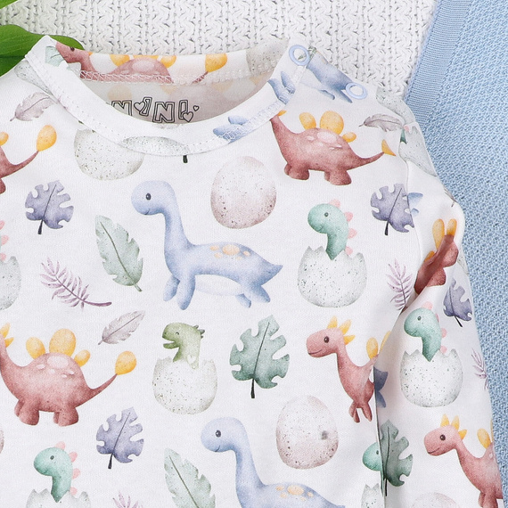 Body niemowlęce Dino Explorer Nini druk– bawełna organiczna, długi rękaw