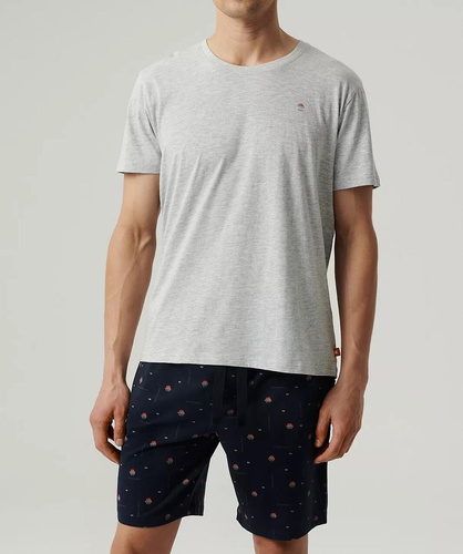 Piżama męska krótki rękaw  NMP-384  Atlantic-szary granatowy