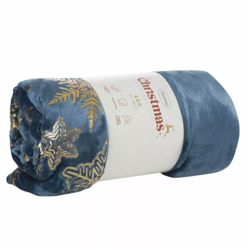 Koc świąteczny gwiazdki Joy 3 Eurofirany granatowy