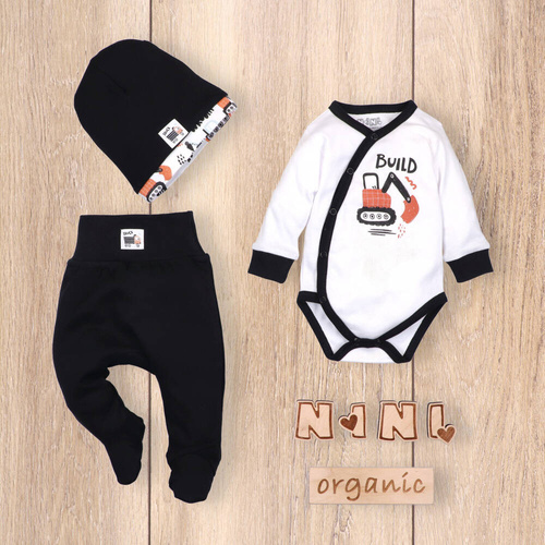 Czapka niemowlęca z bawełny organicznej The builder Nini czarny