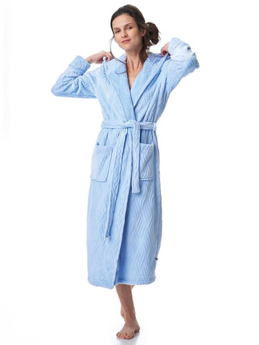 Długi Szlafrok Damski LGL 803 Key niebieski 