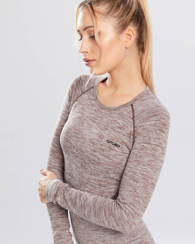 Bluzka damska długi rękaw Melange Rashguard Spaio coffee