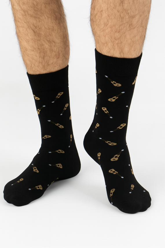 0125-122 Milena Avangard „Małe Gitary” – Skarpety męskie bawełniane | Wzorzyste, nieuciskające