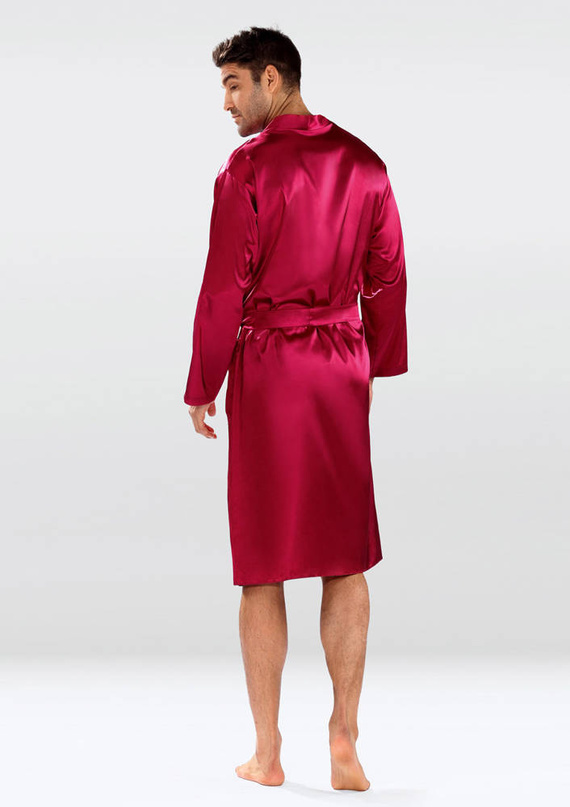 Szlafrok męski satynowy Christian Dkaren - bordo