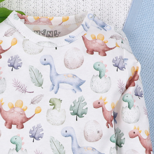 Body niemowlęce Dino Explorer Nini druk– bawełna organiczna, długi rękaw