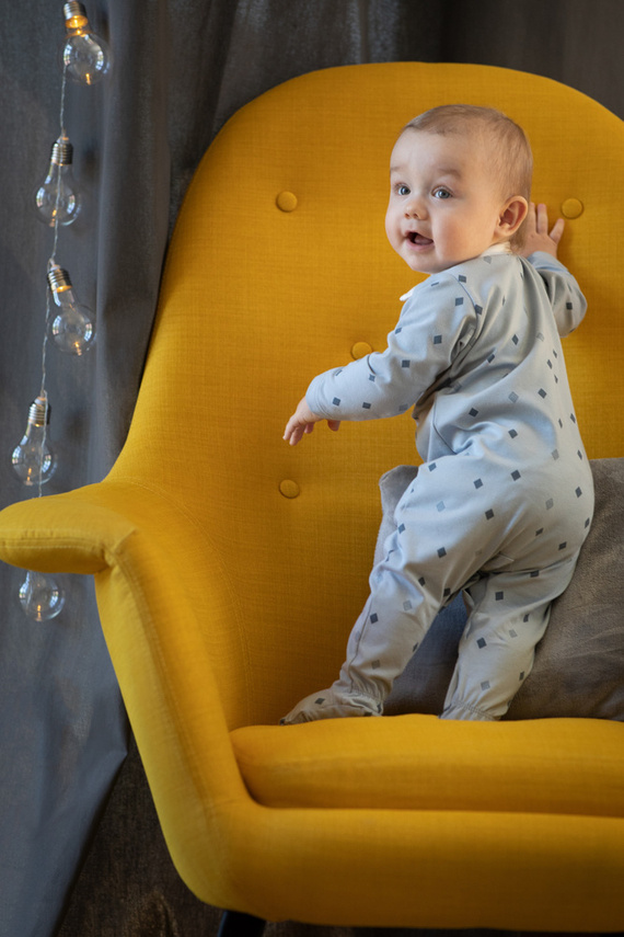 Pajac niemowlęcy z kołnierzykiem Charlie Pinokio - niebieski