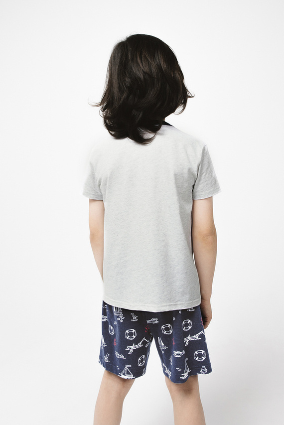 Piżama chłopięca krótki rękaw, spodnie Kastos Italian Fashion - jasny melanż