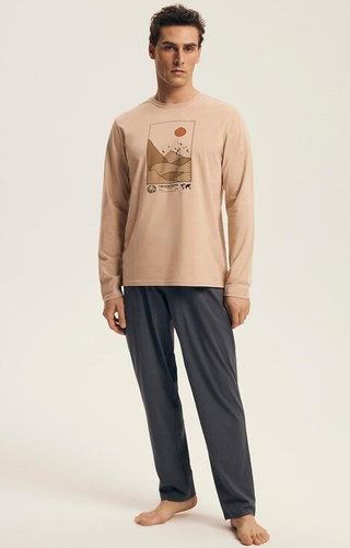 Bawełniana piżama męska Henderson Core Luro 43474 – góry, dł. rękaw