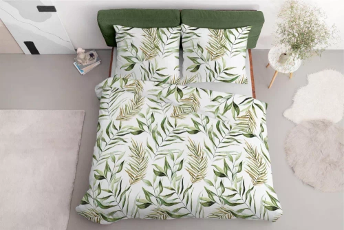 Pościel z mikrofibry liście 5030 A Detexpol pudrowy zielony 