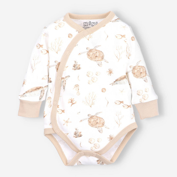 Komplet niemowlęcy z bawełny organicznej Turtles Nini beżowy