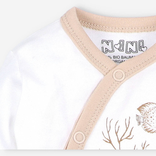 Body kopertowe z bawełny organicznej Turtles Nini ecru