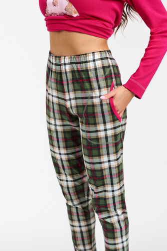 Piżama Damska długi rękaw, długie spodnie Zonda Italian Fashion - amarant/druk