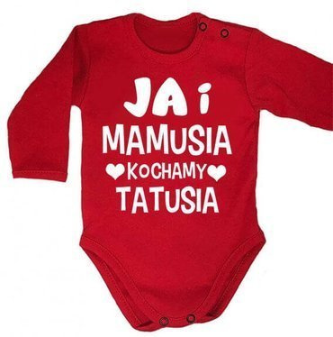 Body długi rękaw "JA i mamusia kochamy tatusia" Moocha czerwony