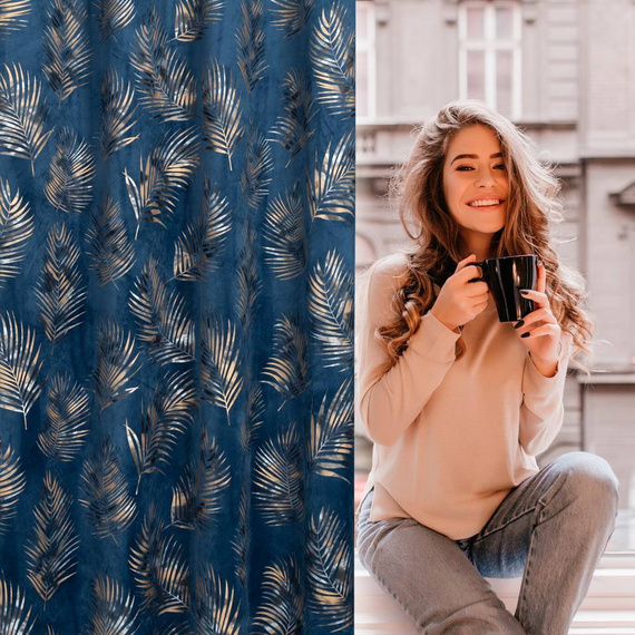 Gloria Zasłona na przelotkach welurowa Eurofirany granatowy