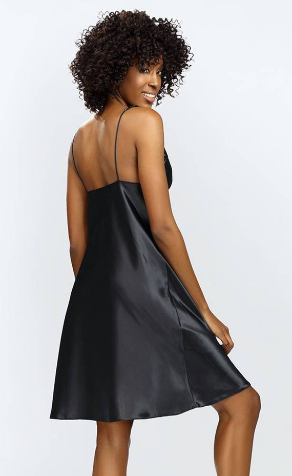 Halka satynowa Neema koszulka damska DKaren - czarny