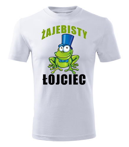 Koszulka męska z dinozaurem "Żajebisty łojciec" Moocha biały 