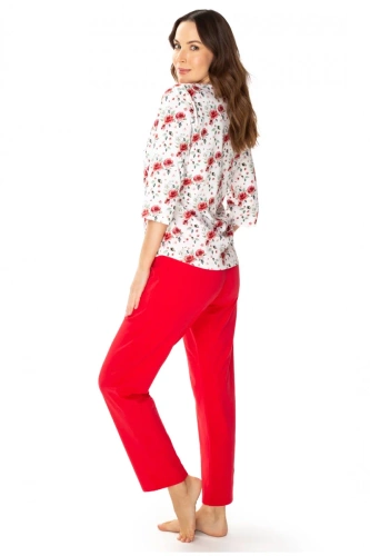 Piżama damska 86676 Malina Mewa druk różowy