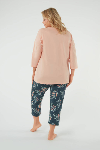 Piżama Damska 3/4 rękaw i 7/8 spodnie Julietta Italian Fashion -  łososiowy/druk 