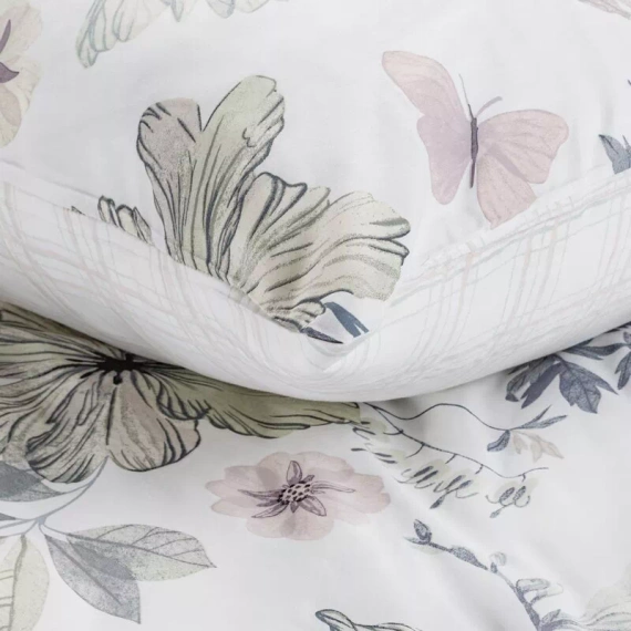 Pościel satynowa Spring 37 Kwiaty Eurofirany biały/zielony