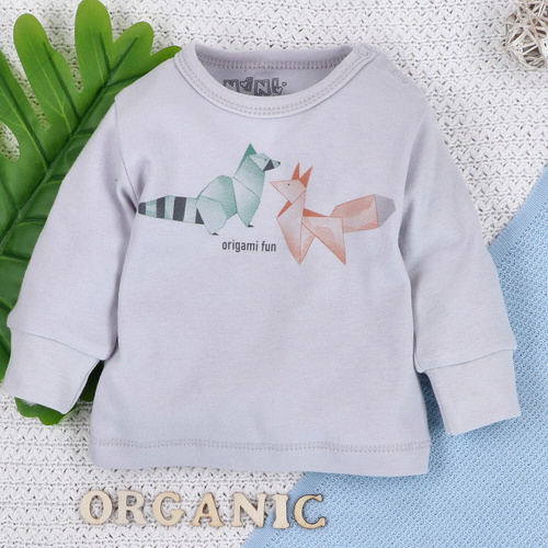 Bluzka z bawełny organicznej Fun Origami Nini szary