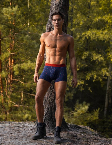  Bokserki męskie M-1053 SZG Lama czerwony granatowy