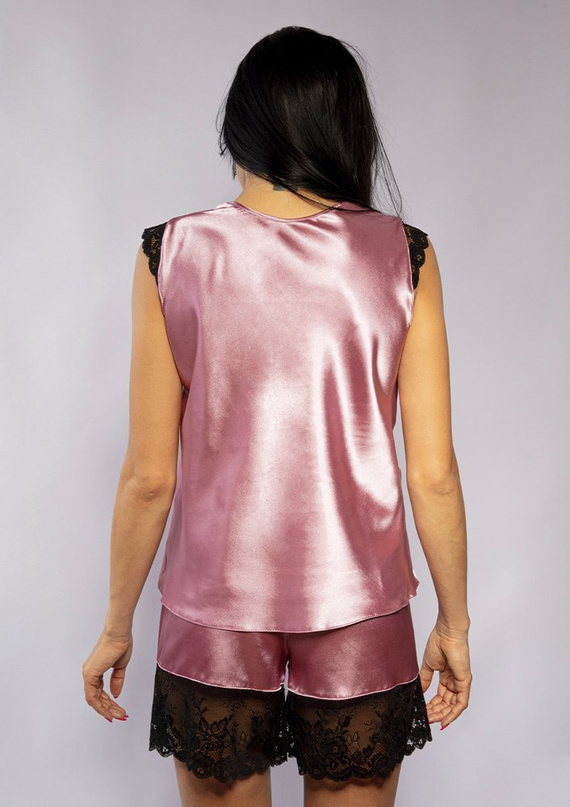 Piżama Damska Satynowa Skaylor DKaren - wrzos/czarny