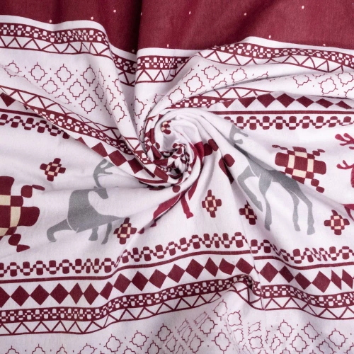 Pościel flanelowa świąteczna renifery F-89A Matex czerwony