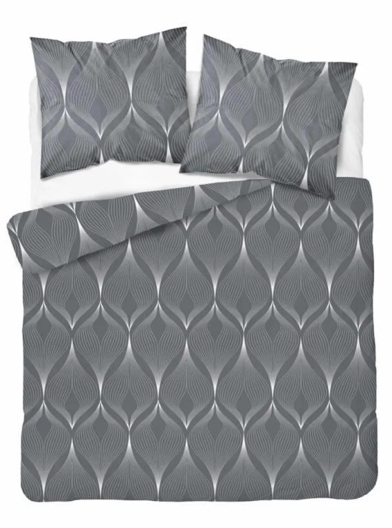 Pościel satynowa 4926 B Home Satin liście Detexpol szary 