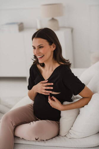 M-Shirt Bluzka ciążowa i do karmienia V-neck Milk&Love czarny